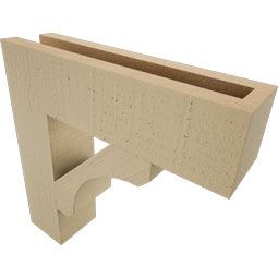 Ekena Millwork - BKTUR035X14X14LEC05RCPR - Timberthane Faux Wood Legacy Style Bracket, Block Ends, 3 1/2"W x 14"D x 14"H, Primed Tan