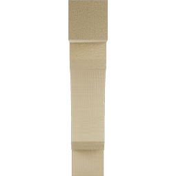 Ekena Millwork - BKTUR035X14X18LEC05RCPR - Timberthane Faux Wood Legacy Style Bracket, Block Ends, 3 1/2"W x 14"D x 18"H, Primed Tan