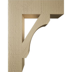 Ekena Millwork - BKTUR035X14X18LEC05RCPR - Timberthane Faux Wood Legacy Style Bracket, Block Ends, 3 1/2"W x 14"D x 18"H, Primed Tan