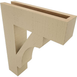 Ekena Millwork - BKTUR035X14X18LEC05RCPR - Timberthane Faux Wood Legacy Style Bracket, Block Ends, 3 1/2"W x 14"D x 18"H, Primed Tan