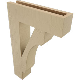 Ekena Millwork - BKTUR035X14X22LEC05RCPR - Timberthane Faux Wood Legacy Style Bracket, Block Ends, 3 1/2"W x 14"D x 22"H, Primed Tan