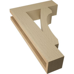 Ekena Millwork - BKTUR035X14X22LEC05RCPR - Timberthane Faux Wood Legacy Style Bracket, Block Ends, 3 1/2"W x 14"D x 22"H, Primed Tan