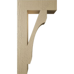 Ekena Millwork - BKTUR035X14X26LEC05RCPR - Timberthane Faux Wood Legacy Style Bracket, Block Ends, 3 1/2"W x 14"D x 26"H, Primed Tan