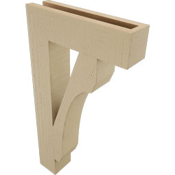 Ekena Millwork - BKTUR035X14X26LEC05RCPR - Timberthane Faux Wood Legacy Style Bracket, Block Ends, 3 1/2"W x 14"D x 26"H, Primed Tan