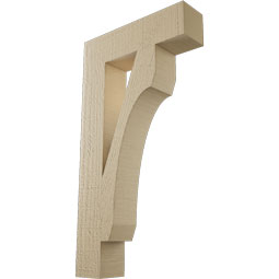 Ekena Millwork - BKTUR035X14X26LEC05RCPR - Timberthane Faux Wood Legacy Style Bracket, Block Ends, 3 1/2"W x 14"D x 26"H, Primed Tan