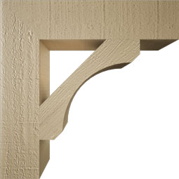 Ekena Millwork - BKTUR035X16X16LEC05RCPR - Timberthane Faux Wood Legacy Style Bracket, Block Ends, 3 1/2"W x 16"D x 16"H, Primed Tan