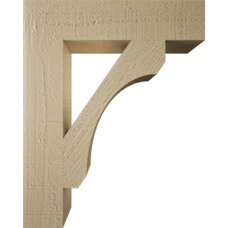 Ekena Millwork - BKTUR035X16X20LEC05RCPR - Timberthane Faux Wood Legacy Style Bracket, Block Ends, 3 1/2"W x 16"D x 20"H, Primed Tan