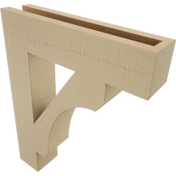 Ekena Millwork - BKTUR035X16X20LEC05RCPR - Timberthane Faux Wood Legacy Style Bracket, Block Ends, 3 1/2"W x 16"D x 20"H, Primed Tan