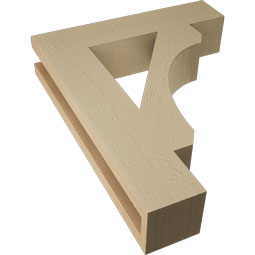 Ekena Millwork - BKTUR035X16X20LEC05RCPR - Timberthane Faux Wood Legacy Style Bracket, Block Ends, 3 1/2"W x 16"D x 20"H, Primed Tan