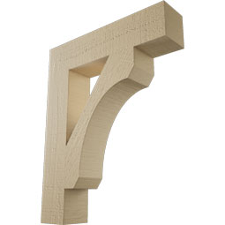 Ekena Millwork - BKTUR035X16X20LEC05RCPR - Timberthane Faux Wood Legacy Style Bracket, Block Ends, 3 1/2"W x 16"D x 20"H, Primed Tan