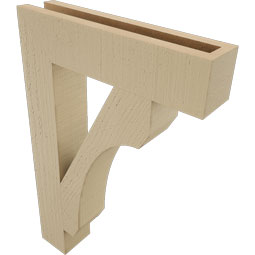 Ekena Millwork - BKTUR035X16X24LEC05RCPR - Timberthane Faux Wood Legacy Style Bracket, Block Ends, 3 1/2"W x 16"D x 24"H, Primed Tan