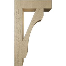 Ekena Millwork - BKTUR035X16X28LEC05RCPR - Timberthane Faux Wood Legacy Style Bracket, Block Ends, 3 1/2"W x 16"D x 28"H, Primed Tan
