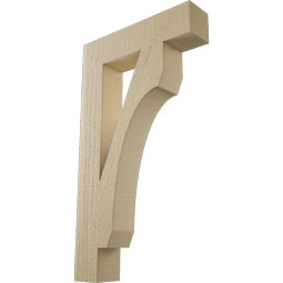 Ekena Millwork - BKTUR035X16X28LEC05RCPR - Timberthane Faux Wood Legacy Style Bracket, Block Ends, 3 1/2"W x 16"D x 28"H, Primed Tan
