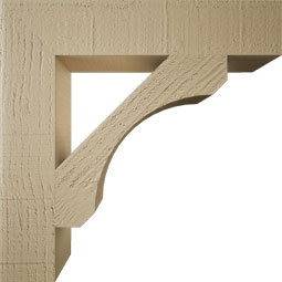 Ekena Millwork - BKTUR035X18X18LEC05RCPR - Timberthane Faux Wood Legacy Style Bracket, Block Ends, 3 1/2"W x 18"D x 18"H, Primed Tan