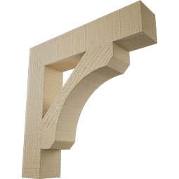Ekena Millwork - BKTUR035X18X18LEC05RCPR - Timberthane Faux Wood Legacy Style Bracket, Block Ends, 3 1/2"W x 18"D x 18"H, Primed Tan