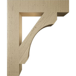 Ekena Millwork - BKTUR035X18X22LEC05RCPR - Timberthane Faux Wood Legacy Style Bracket, Block Ends, 3 1/2"W x 18"D x 22"H, Primed Tan