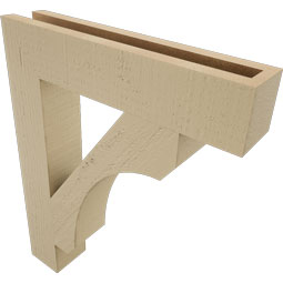 Ekena Millwork - BKTUR035X18X22LEC05RCPR - Timberthane Faux Wood Legacy Style Bracket, Block Ends, 3 1/2"W x 18"D x 22"H, Primed Tan