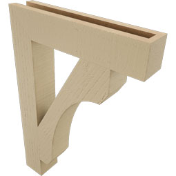 Ekena Millwork - BKTUR035X18X26LEC05RCPR - Timberthane Faux Wood Legacy Style Bracket, Block Ends, 3 1/2"W x 18"D x 26"H, Primed Tan