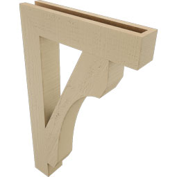 Ekena Millwork - BKTUR035X18X30LEC05RCPR - Timberthane Faux Wood Legacy Style Bracket, Block Ends, 3 1/2"W x 18"D x 30"H, Primed Tan