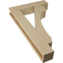 Ekena Millwork - BKTUR035X18X30LEC05RCPR - Timberthane Faux Wood Legacy Style Bracket, Block Ends, 3 1/2"W x 18"D x 30"H, Primed Tan