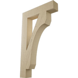 Ekena Millwork - BKTUR035X18X30LEC05RCPR - Timberthane Faux Wood Legacy Style Bracket, Block Ends, 3 1/2"W x 18"D x 30"H, Primed Tan