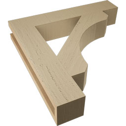 Ekena Millwork - BKTUR035X20X20LEC05RCPR - Timberthane Faux Wood Legacy Style Bracket, Block Ends, 3 1/2"W x 20"D x 20"H, Primed Tan