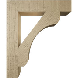 Ekena Millwork - BKTUR035X20X24LEC05RCPR - Timberthane Faux Wood Legacy Style Bracket, Block Ends, 3 1/2"W x 20"D x 24"H, Primed Tan