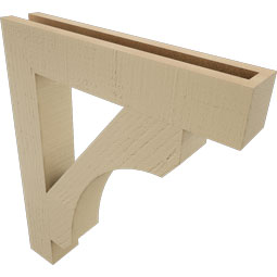 Ekena Millwork - BKTUR035X20X24LEC05RCPR - Timberthane Faux Wood Legacy Style Bracket, Block Ends, 3 1/2"W x 20"D x 24"H, Primed Tan