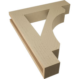 Ekena Millwork - BKTUR035X20X24LEC05RCPR - Timberthane Faux Wood Legacy Style Bracket, Block Ends, 3 1/2"W x 20"D x 24"H, Primed Tan