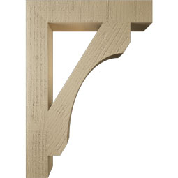 Ekena Millwork - BKTUR035X20X28LEC05RCPR - Timberthane Faux Wood Legacy Style Bracket, Block Ends, 3 1/2"W x 20"D x 28"H, Primed Tan