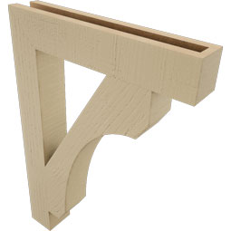 Ekena Millwork - BKTUR035X20X28LEC05RCPR - Timberthane Faux Wood Legacy Style Bracket, Block Ends, 3 1/2"W x 20"D x 28"H, Primed Tan