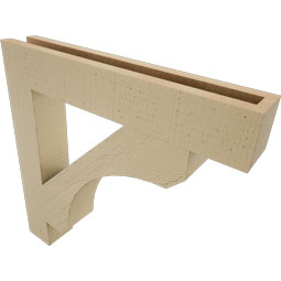 Ekena Millwork - BKTUR035X22X22LEC05RCPR - Timberthane Faux Wood Legacy Style Bracket, Block Ends, 3 1/2"W x 22"D x 22"H, Primed Tan