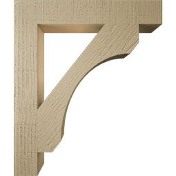 Ekena Millwork - BKTUR035X22X26LEC05RCPR - Timberthane Faux Wood Legacy Style Bracket, Block Ends, 3 1/2"W x 22"D x 26"H, Primed Tan