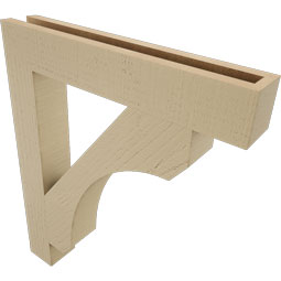 Ekena Millwork - BKTUR035X22X26LEC05RCPR - Timberthane Faux Wood Legacy Style Bracket, Block Ends, 3 1/2"W x 22"D x 26"H, Primed Tan