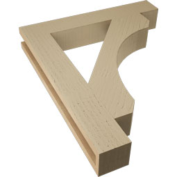 Ekena Millwork - BKTUR035X22X26LEC05RCPR - Timberthane Faux Wood Legacy Style Bracket, Block Ends, 3 1/2"W x 22"D x 26"H, Primed Tan