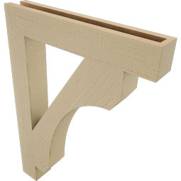 Ekena Millwork - BKTUR035X22X30LEC05RCPR - Timberthane Faux Wood Legacy Style Bracket, Block Ends, 3 1/2"W x 22"D x 30"H, Primed Tan
