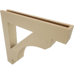 Ekena Millwork - BKTUR035X24X24LEC05RCPR - Timberthane Faux Wood Legacy Style Bracket, Block Ends, 3 1/2"W x 24"D x 24"H, Primed Tan