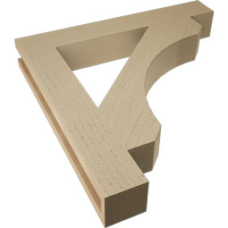 Ekena Millwork - BKTUR035X24X24LEC05RCPR - Timberthane Faux Wood Legacy Style Bracket, Block Ends, 3 1/2"W x 24"D x 24"H, Primed Tan