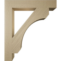 Ekena Millwork - BKTUR035X24X28LEC05RCPR - Timberthane Faux Wood Legacy Style Bracket, Block Ends, 3 1/2"W x 24"D x 28"H, Primed Tan