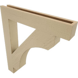 Ekena Millwork - BKTUR035X24X28LEC05RCPR - Timberthane Faux Wood Legacy Style Bracket, Block Ends, 3 1/2"W x 24"D x 28"H, Primed Tan