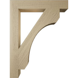 Ekena Millwork - BKTUR035X24X32LEC05RCPR - Timberthane Faux Wood Legacy Style Bracket, Block Ends, 3 1/2"W x 24"D x 32"H, Primed Tan