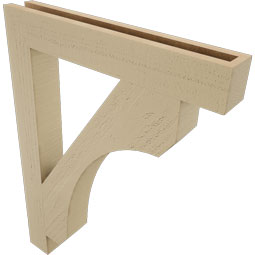 Ekena Millwork - BKTUR035X24X32LEC05RCPR - Timberthane Faux Wood Legacy Style Bracket, Block Ends, 3 1/2"W x 24"D x 32"H, Primed Tan
