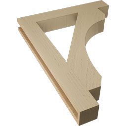 Ekena Millwork - BKTUR035X24X32LEC05RCPR - Timberthane Faux Wood Legacy Style Bracket, Block Ends, 3 1/2"W x 24"D x 32"H, Primed Tan