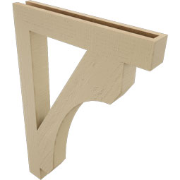 Ekena Millwork - BKTUR035X24X36LEC05RCPR - Timberthane Faux Wood Legacy Style Bracket, Block Ends, 3 1/2"W x 24"D x 36"H, Primed Tan