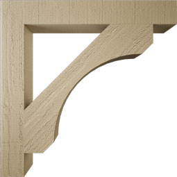 Ekena Millwork - BKTUR035X26X26LEC05RCPR - Timberthane Faux Wood Legacy Style Bracket, Block Ends, 3 1/2"W x 26"D x 26"H, Primed Tan