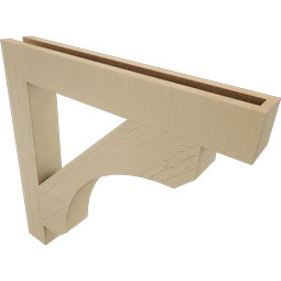 Ekena Millwork - BKTUR035X26X26LEC05RCPR - Timberthane Faux Wood Legacy Style Bracket, Block Ends, 3 1/2"W x 26"D x 26"H, Primed Tan