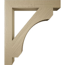 Ekena Millwork - BKTUR035X26X30LEC05RCPR - Timberthane Faux Wood Legacy Style Bracket, Block Ends, 3 1/2"W x 26"D x 30"H, Primed Tan