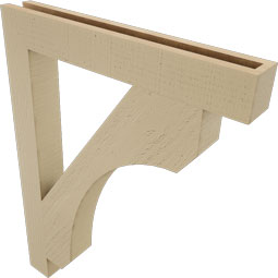 Ekena Millwork - BKTUR035X26X34LEC05RCPR - Timberthane Faux Wood Legacy Style Bracket, Block Ends, 3 1/2"W x 26"D x 34"H, Primed Tan