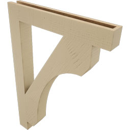 Ekena Millwork - BKTUR035X26X38LEC05RCPR - Timberthane Faux Wood Legacy Style Bracket, Block Ends, 3 1/2"W x 26"D x 38"H, Primed Tan
