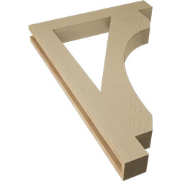 Ekena Millwork - BKTUR035X26X38LEC05RCPR - Timberthane Faux Wood Legacy Style Bracket, Block Ends, 3 1/2"W x 26"D x 38"H, Primed Tan